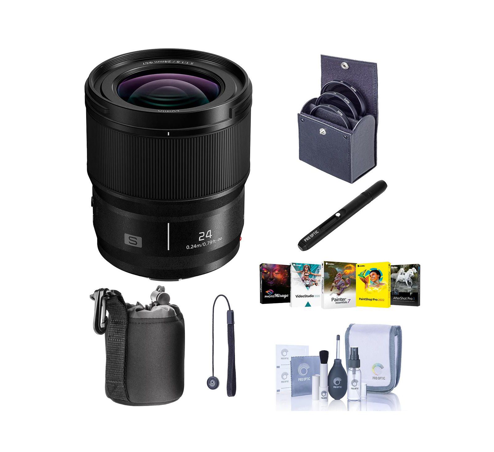 Объектив Panasonic Lumix S 24mm f/1.8 для L Mount, набор с ПО, фильтрами, чехлом и средствами для чистки