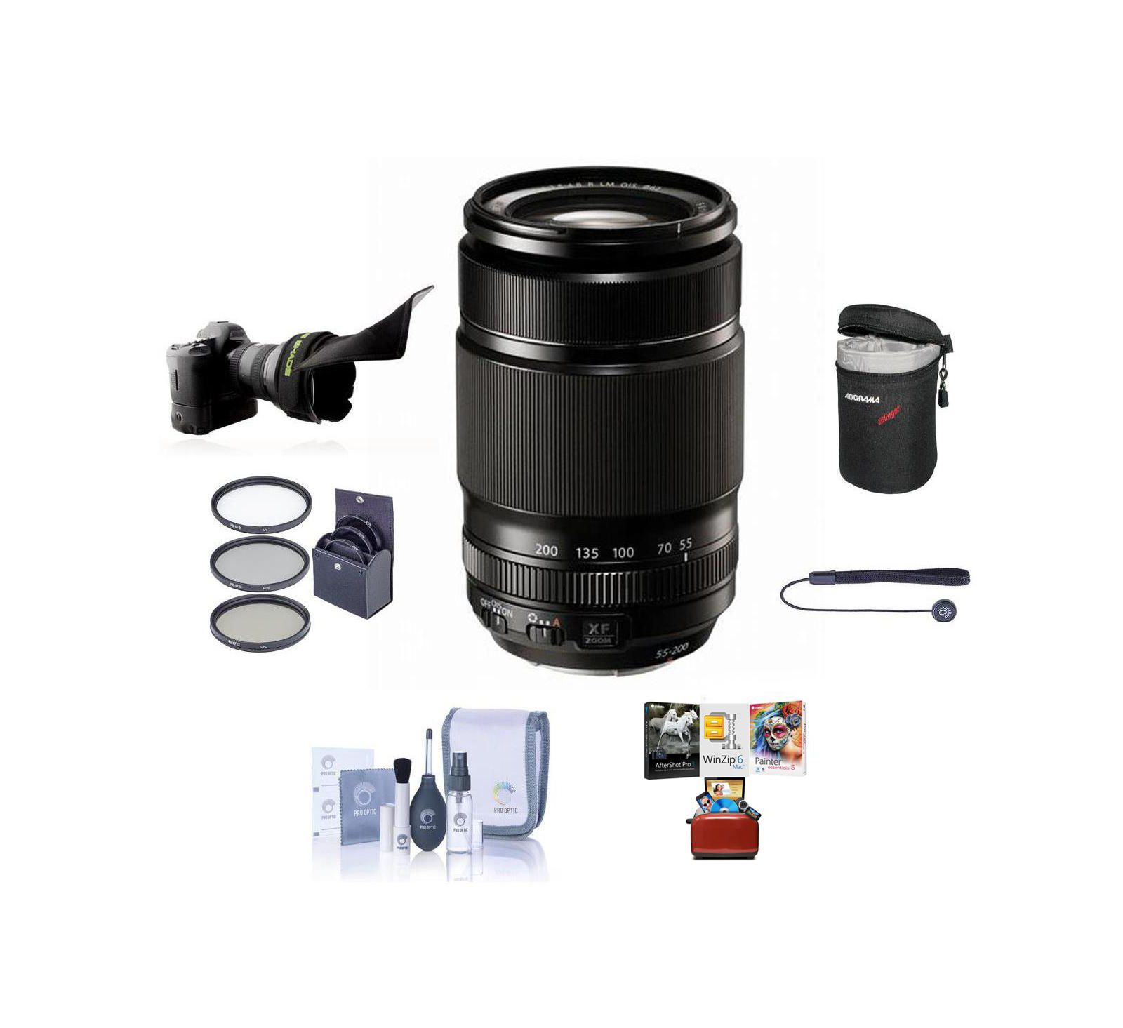 Fujifilm XF 55-200mm f/3.5-4.8 R LM OIS Объектив, комплект с фильтром 62mm, набором ПО Mac и блендой