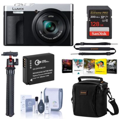 Panasonic LUMIX ZS99 Digital Camera with 128GB SD Memory Card and Tripod
