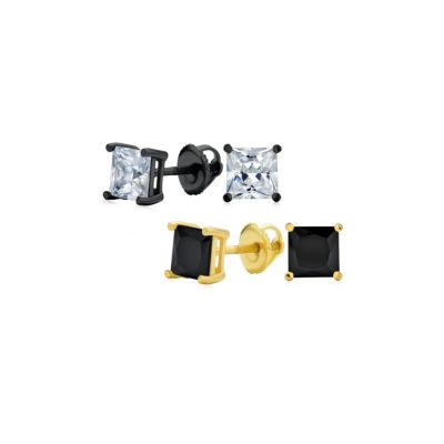 Серьги Bling Jewelry Classic Square CZ Cubic Zirconia 6MM