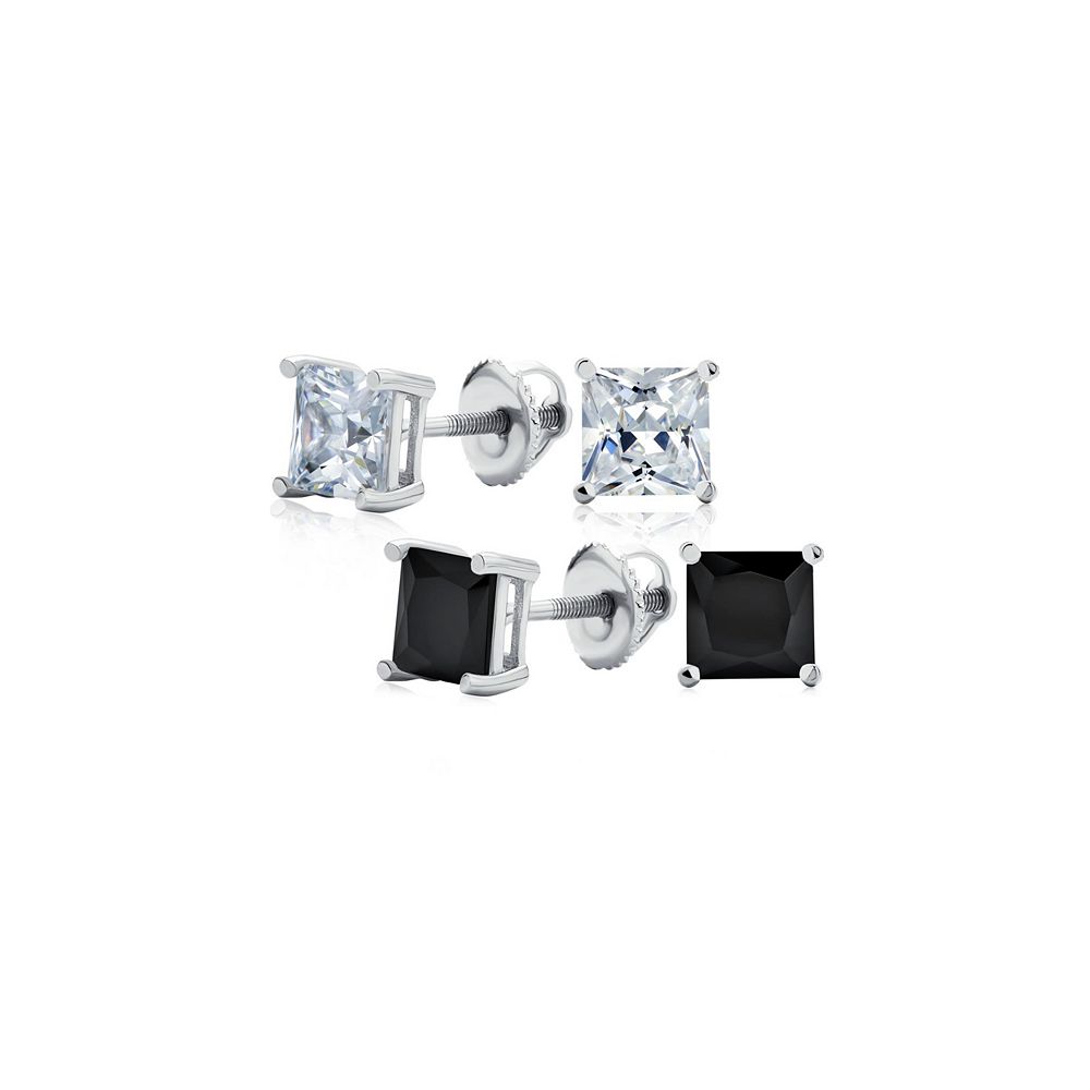 Серьги Bling Jewelry Classic Square CZ Cubic Zirconia 6MM