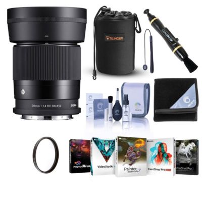 Объектив Sigma 30mm f/1.4 DC DN Contemporary для L Mount, комплект с UV-фильтром 52mm, чехлом для объектива, набором для чистки и крышкой