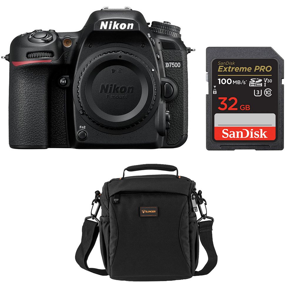 Nikon D7500 DX-format DSLR Camera, Black, Bundle with Included Value