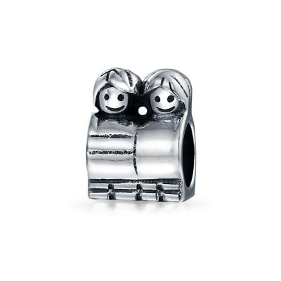 Bling Jewelry Brother Sister Friends Charm Bead Oxidized 925 Sterling Silver For Bracelet