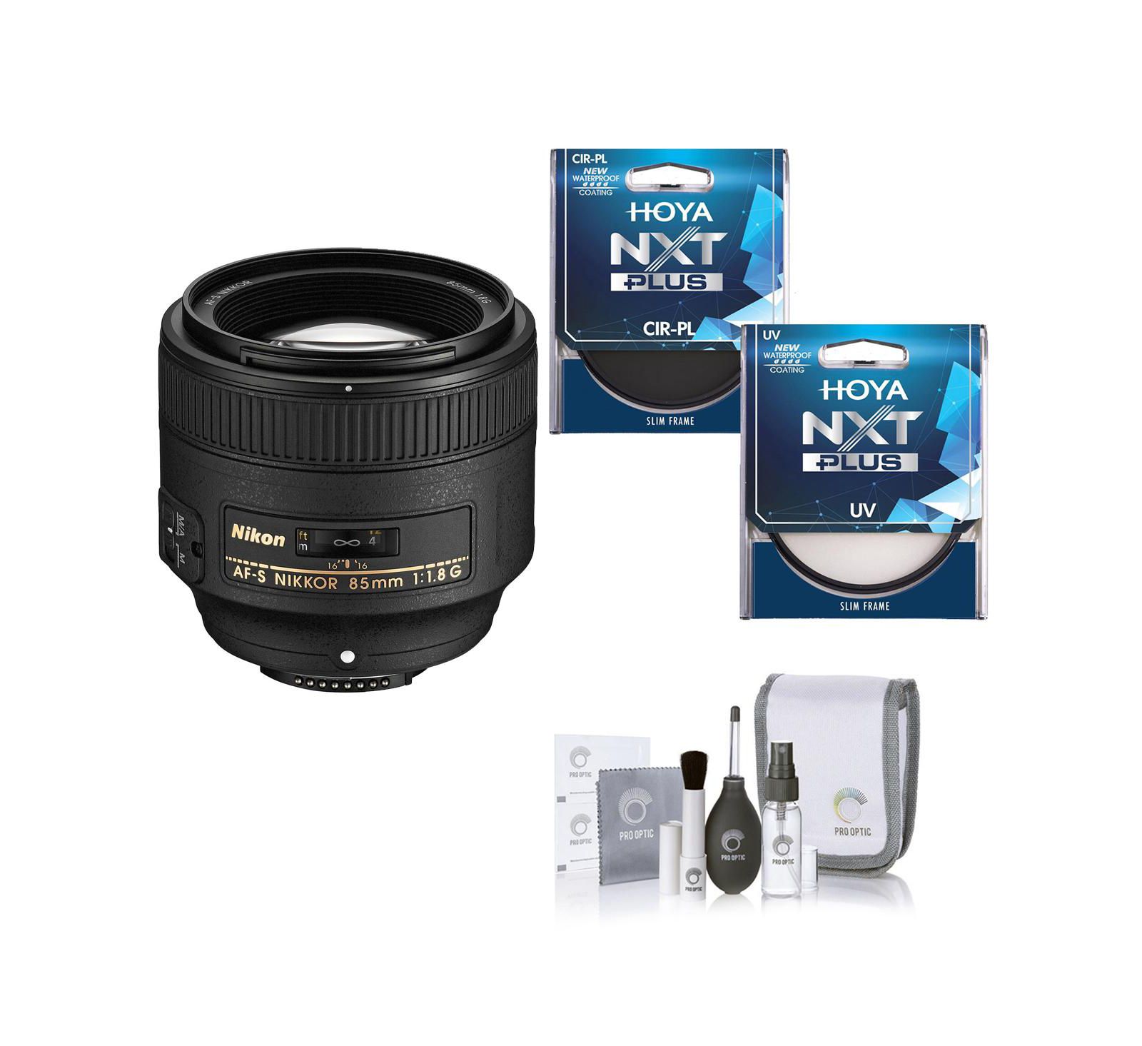 Nikon AF-S NIKKOR 85mm f/1.8G Portrait Lens Bundle with Hoya Filters and Cleaning Kit for FX-Format D-SLR Cameras
