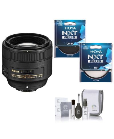 Nikon AF-S NIKKOR 85mm f/1.8G Portrait Lens Bundle with Hoya Filters and Cleaning Kit for FX-Format D-SLR Cameras