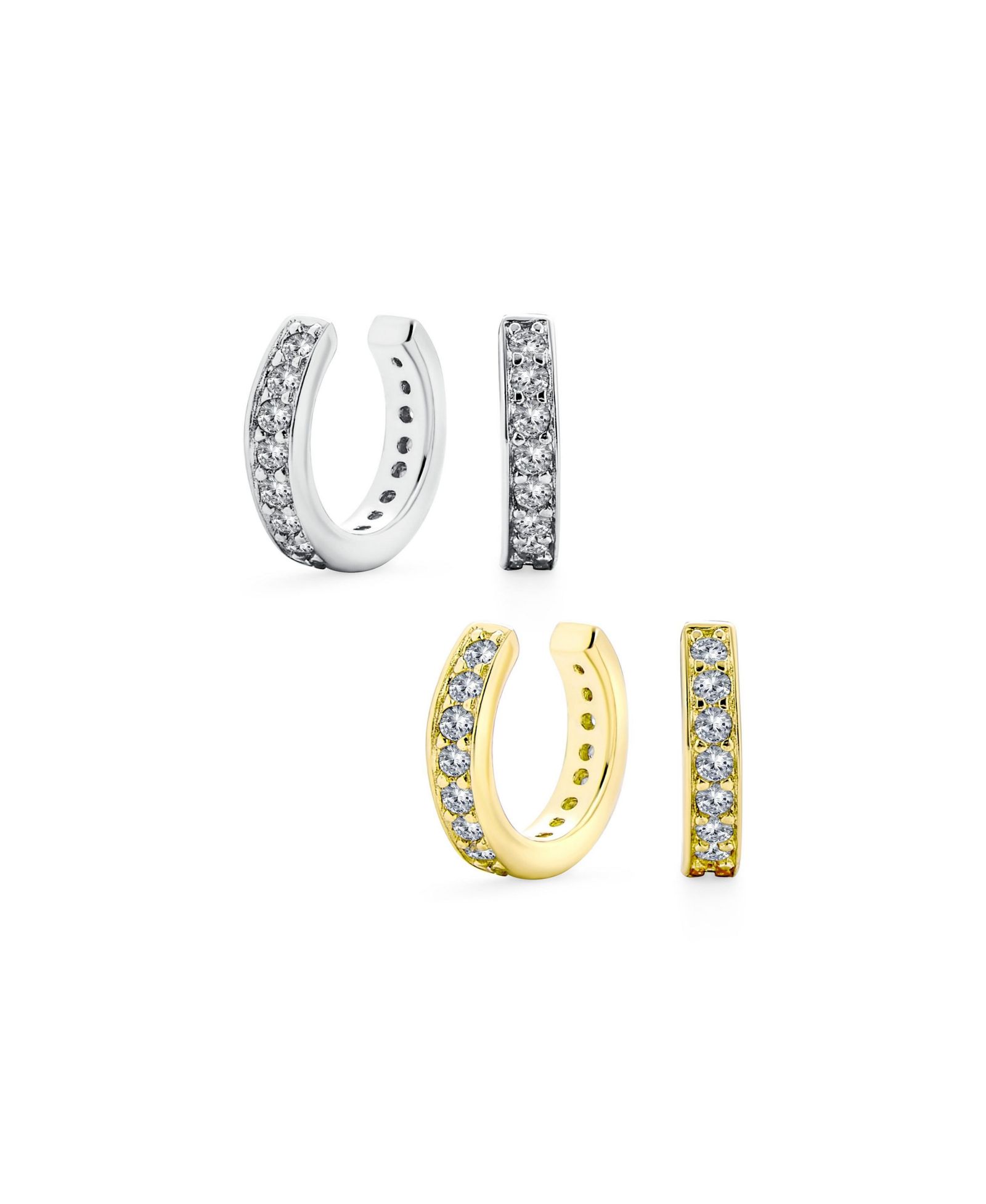Женские серьги-кольца для хряща с цирконием Bling Jewelry, стерлинговое серебро с позолотой (2 шт.)