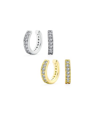 Bling Jewelry CZ Band Ear Cuff Cartilage Earrings Sterling Silver Gold Plated (2 Set)
