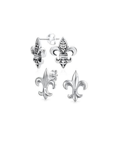 Серьги-гвоздики Bling Jewelry Fleur De Lis из стерлингового серебра