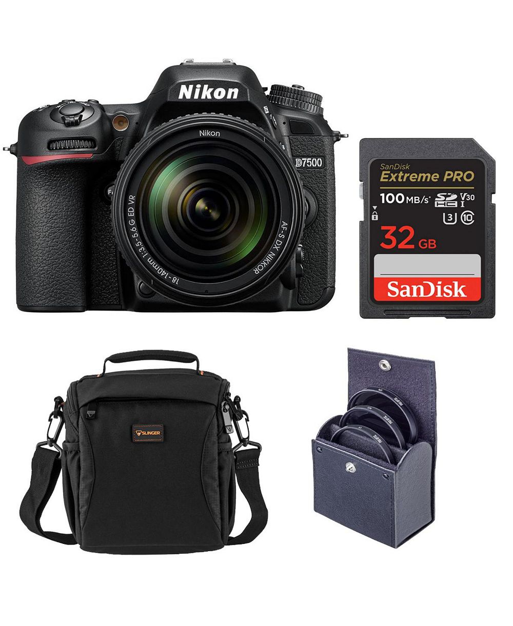 Nikon D7500 цифровая зеркальная камера с объективом 18-140mm f/3.5-5.6G ED VR, с включенным набором