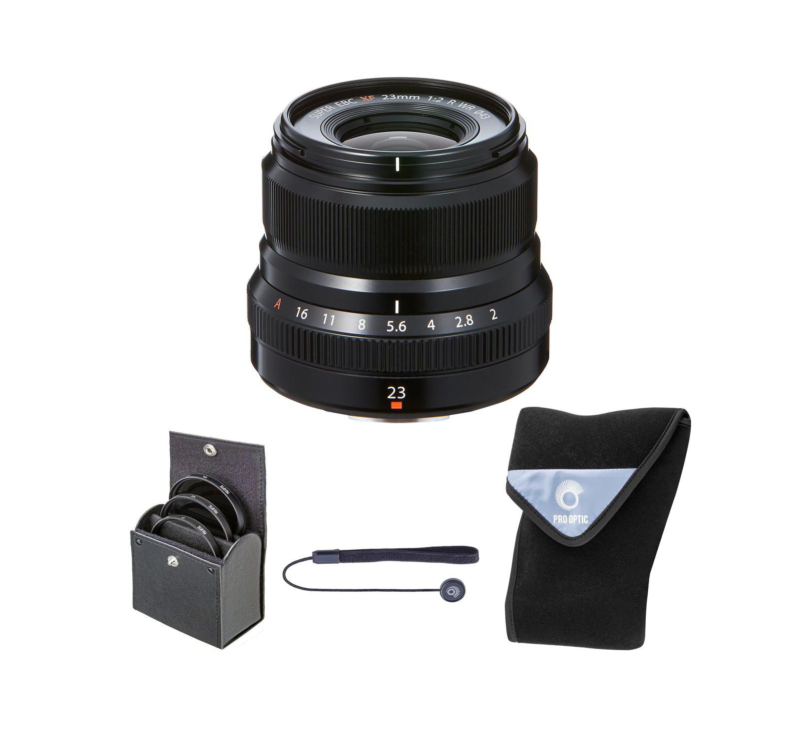 Объектив Fujifilm XF 23mm f/2 R WR, с набором фильтров 43mm и чехлом для объектива 15x15"