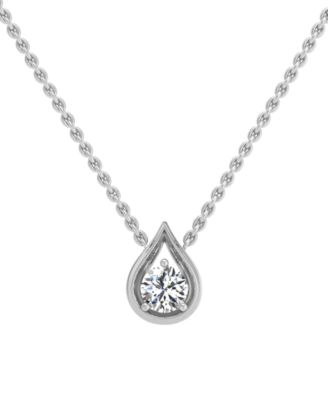 Подвеска в форме капли с бриллиантом 18" (1/3 ct. t.w.) в 14k белом или желтом золоте