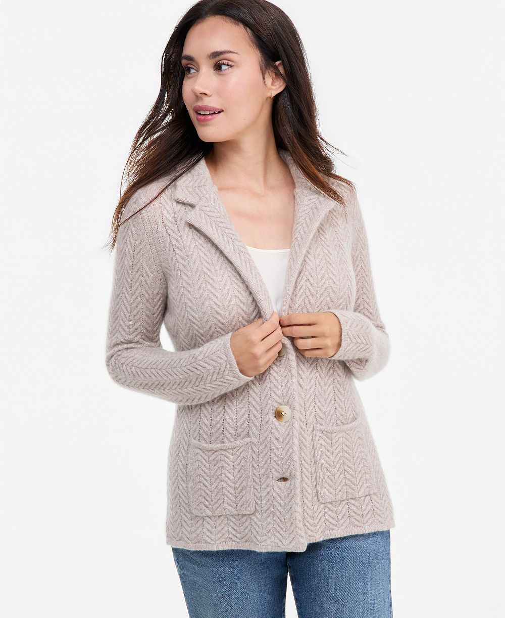 Кардиган Petite Herringbone-Stitch Button-Front Cashmere Charter Club