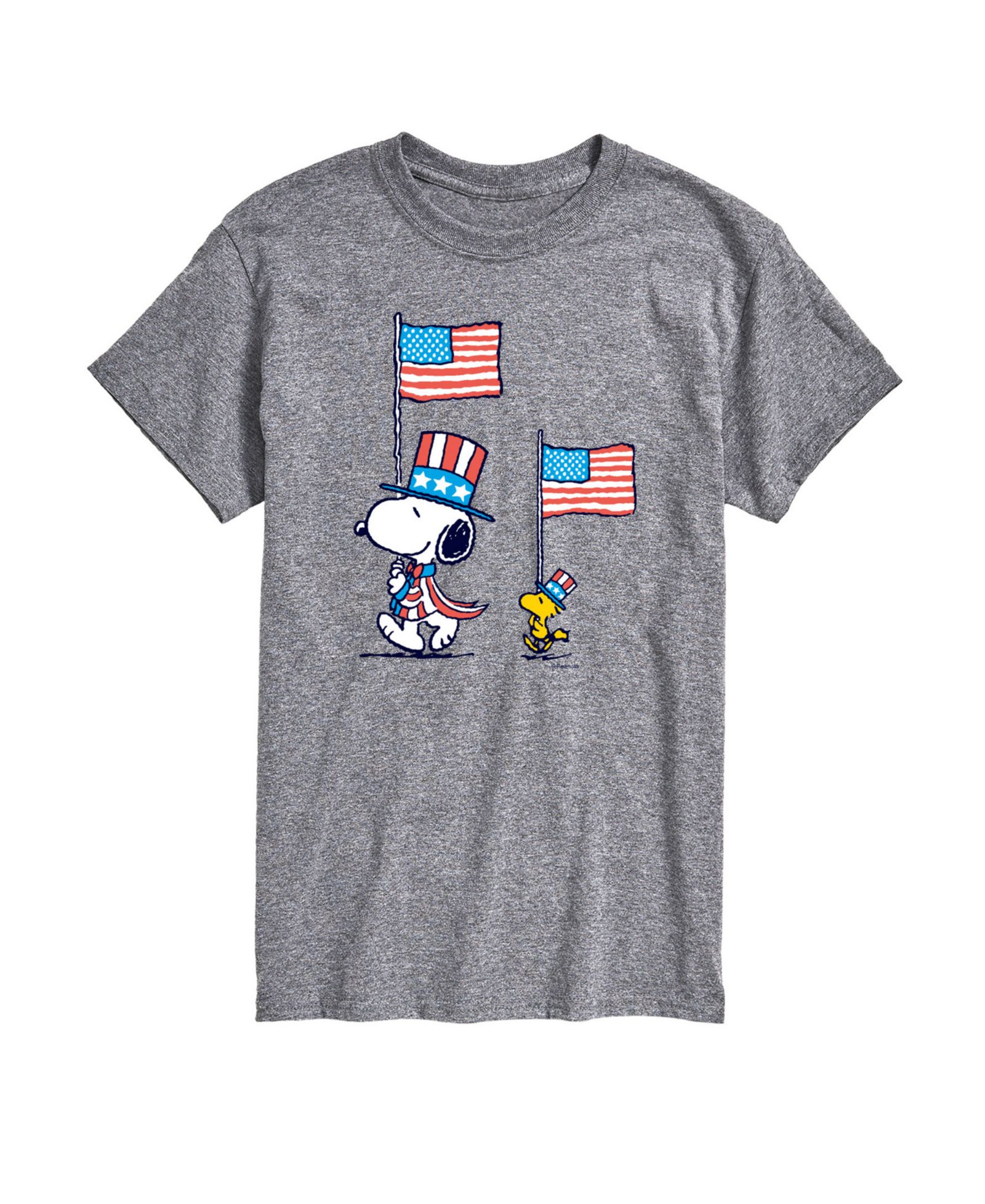 AIRWAVES Men's Peanuts Snoopy Woodstock Flag March Short Sleeve T-Shirt