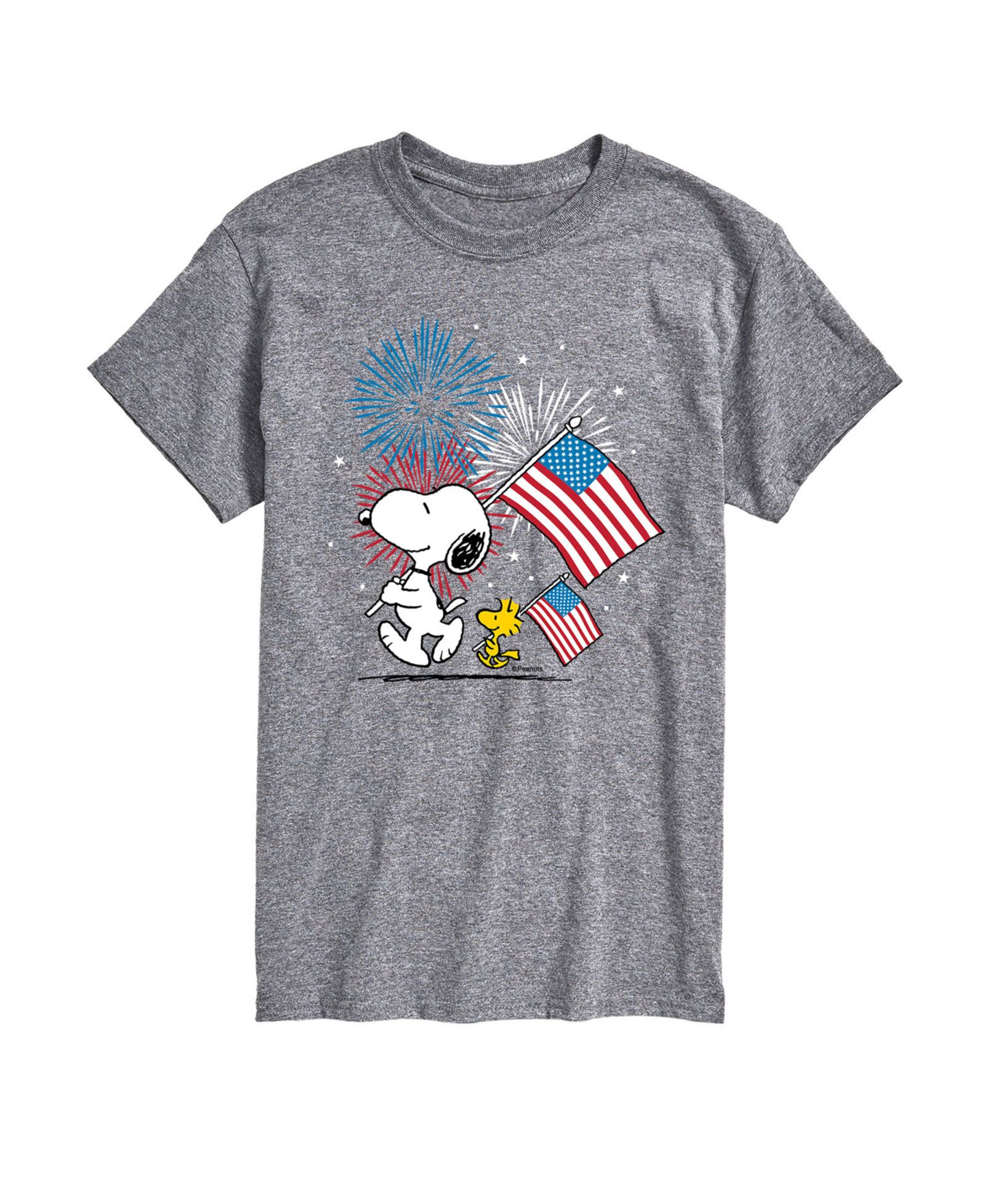 Футболка AIRWAVES Men's Peanuts Snoopy Flag Fireworks Short Sleeve