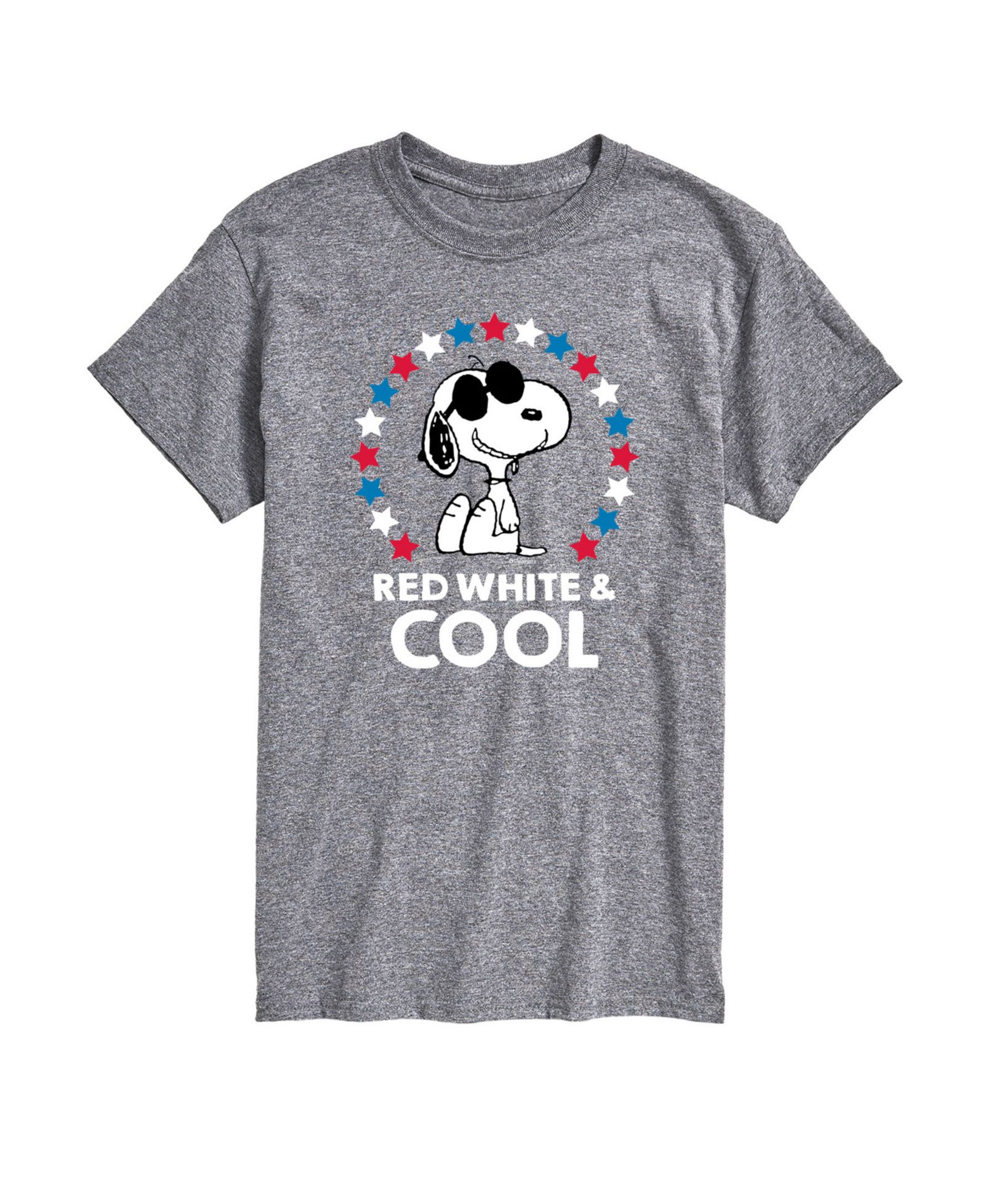 AIRWAVES Men's Peanuts Snoopy Flag Fireworks Short Sleeve T-Shirt