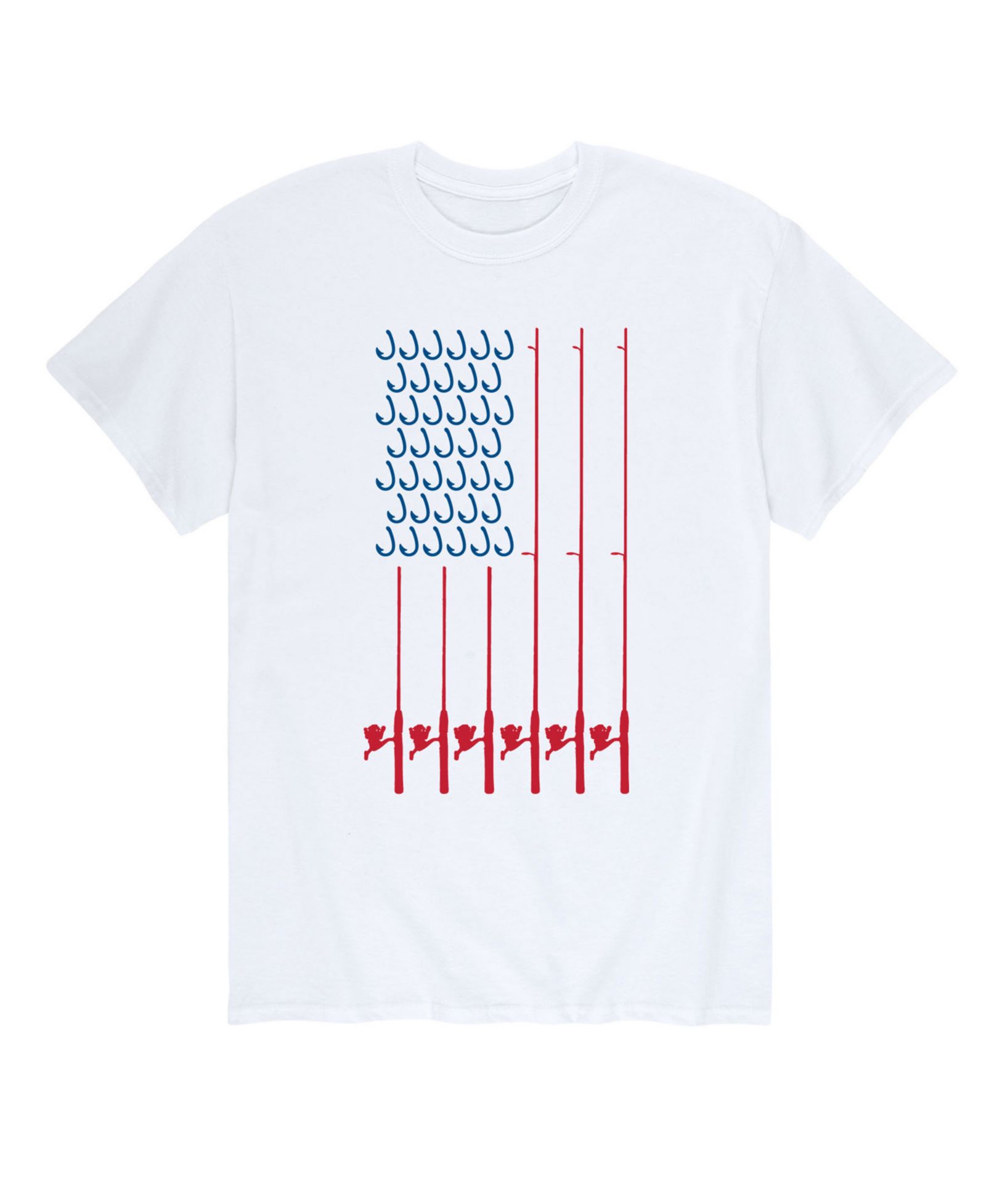 AIRWAVES Men's American Flag Fishing Poles Short Sleeve T-Shirt