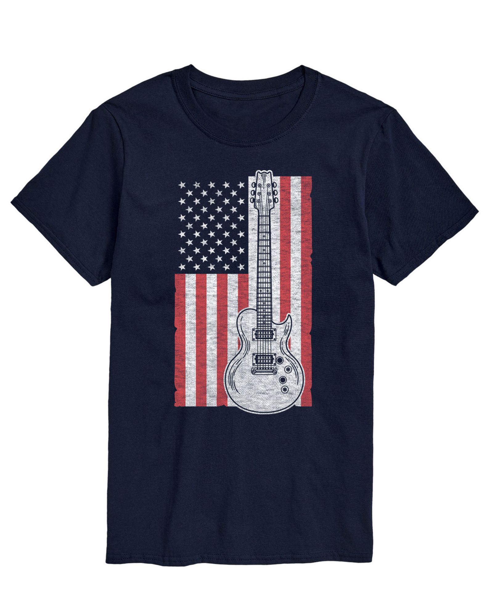 AIRWAVES Men's American Flag Guitar Short Sleeve T-Shirt