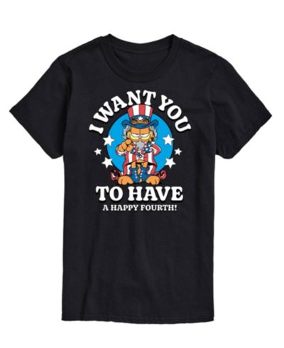AIRWAVES Men's Garfield Want You to Have a Happy Fourth Short Sleeve T-Shirt