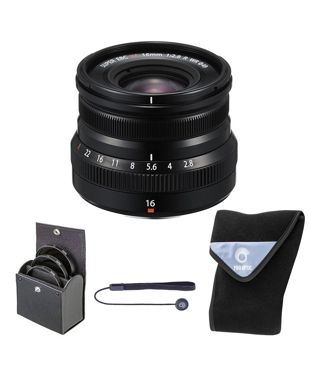 Объектив Fujifilm XF 16mm f/2.8 R WR с набором фильтров 49 мм и чехлом для объектива 15x15"