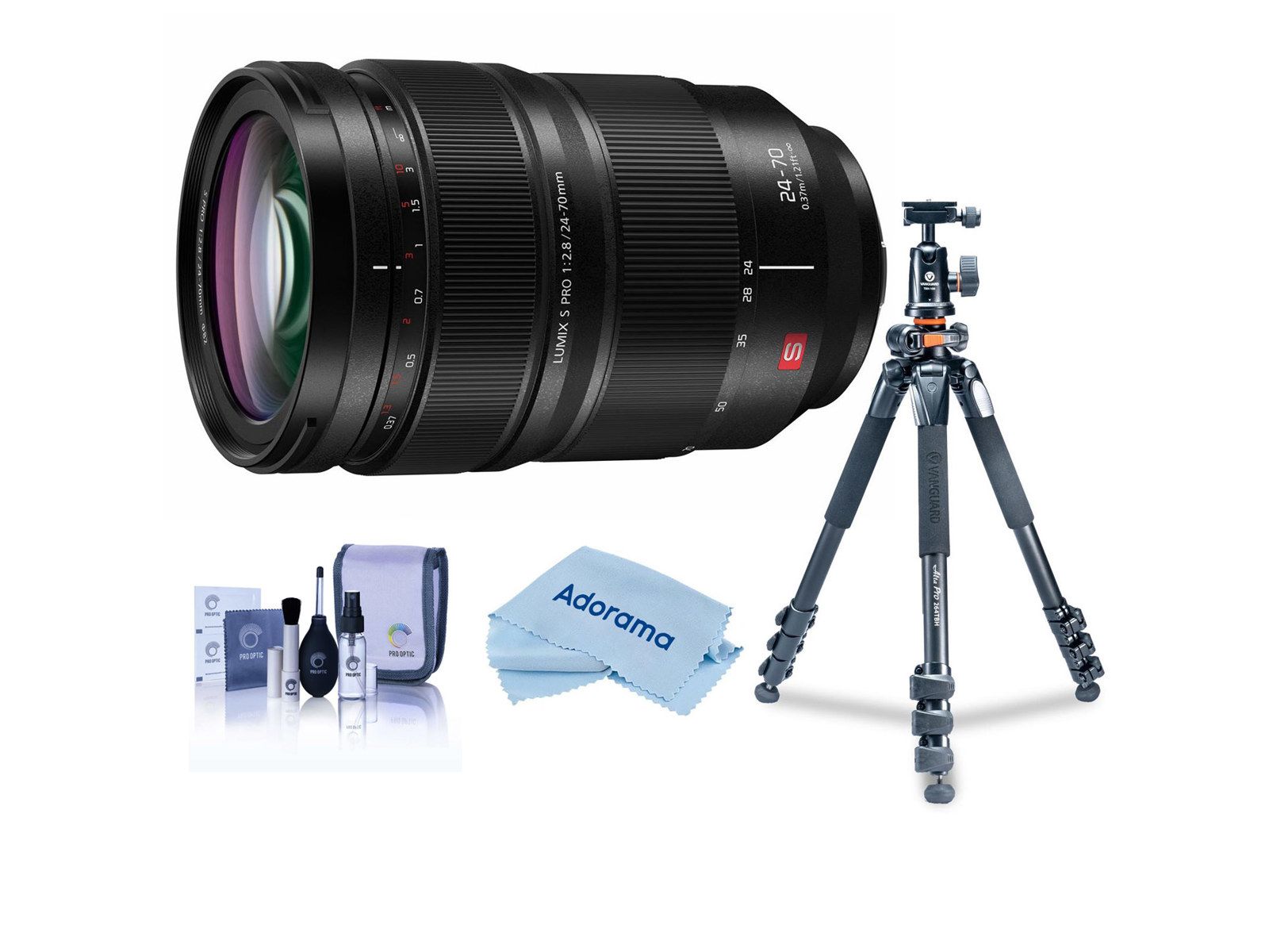 Объектив Panasonic LUMIX S PRO 24-70mm f/2.8 Bundle с штативом Takama и набором для чистки
