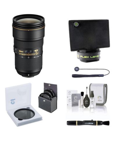 Nikon 24-70mm f/2.8E ED-IF AF-S VR NIKKOR объектив, комплект с ProOptic 82mm Variable ND фильтром, 82mm комплект фильтров, Flex Lens Shade, очиститель линз