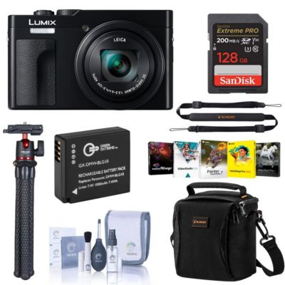 Цифровая камера Panasonic LUMIX ZS99 Black Compact, комплект с 128GB SD Card, сумкой и аккумулятором