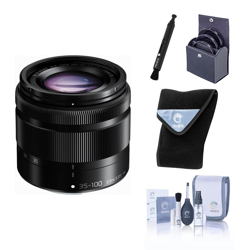 Panasonic LUMIX G Vario 35-100mm f/4.0-5.6 Aspherical Lens for Micro Four Thirds, Bundle with Bower 46mm Filter Kit, ProOptic 46mm Filter Kit