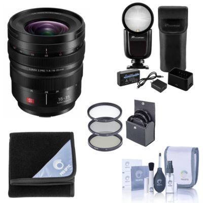 Panasonic LUMIX S PRO 16-35mm f/4 Lens for L Mount w/Zoom X R2 Flash Kit