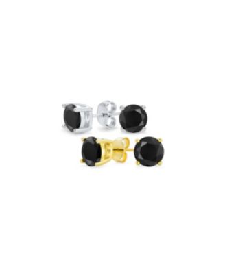 Набор сережек Bling Jewelry из 2 штук с круглым одиночным CZ кубическим цирконием Gold Plated.925 Sterling Silver 5-10MM