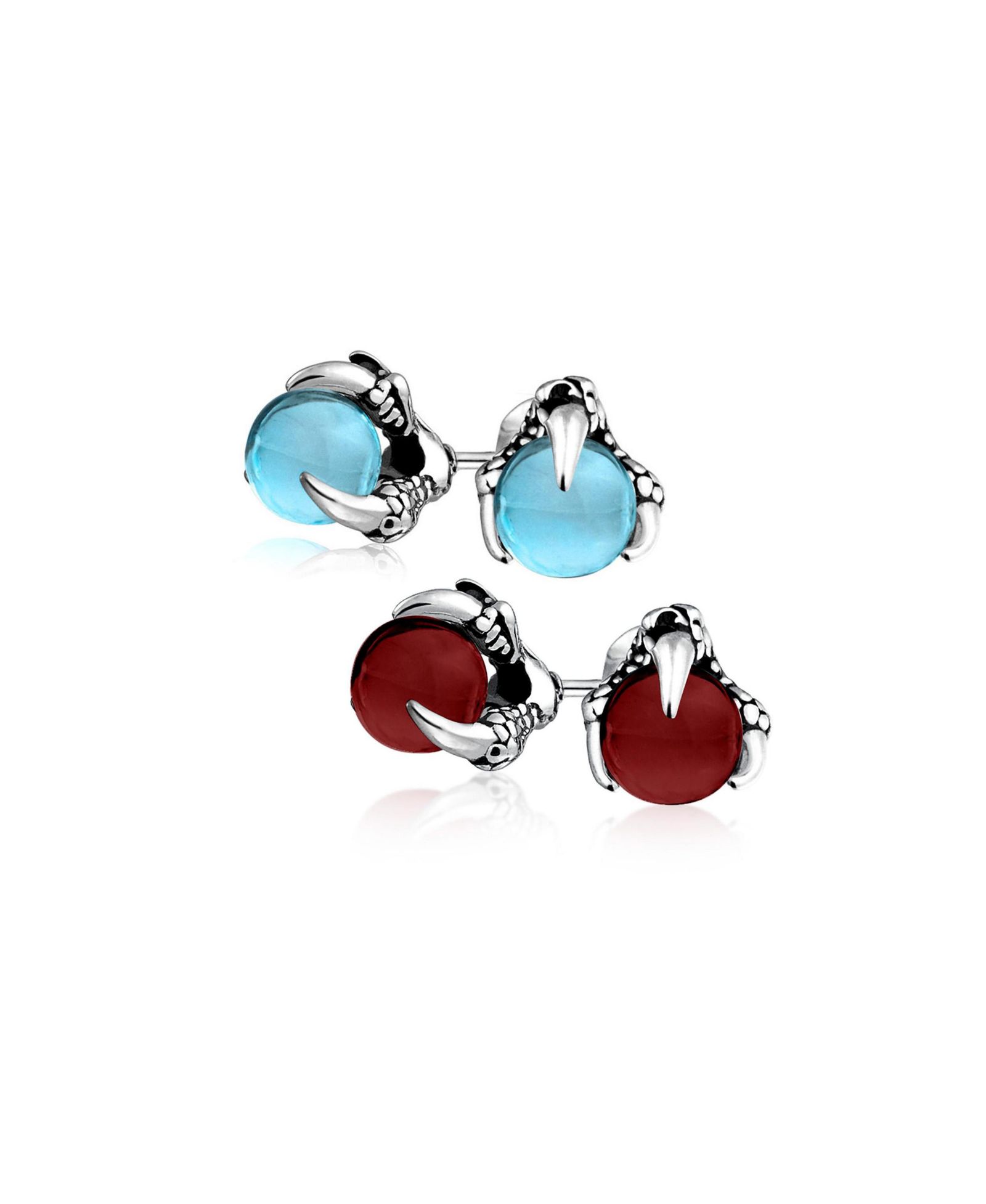Bling Jewelry серьги-гвоздики из нержавеющей стали с синим топазом и красными шарами