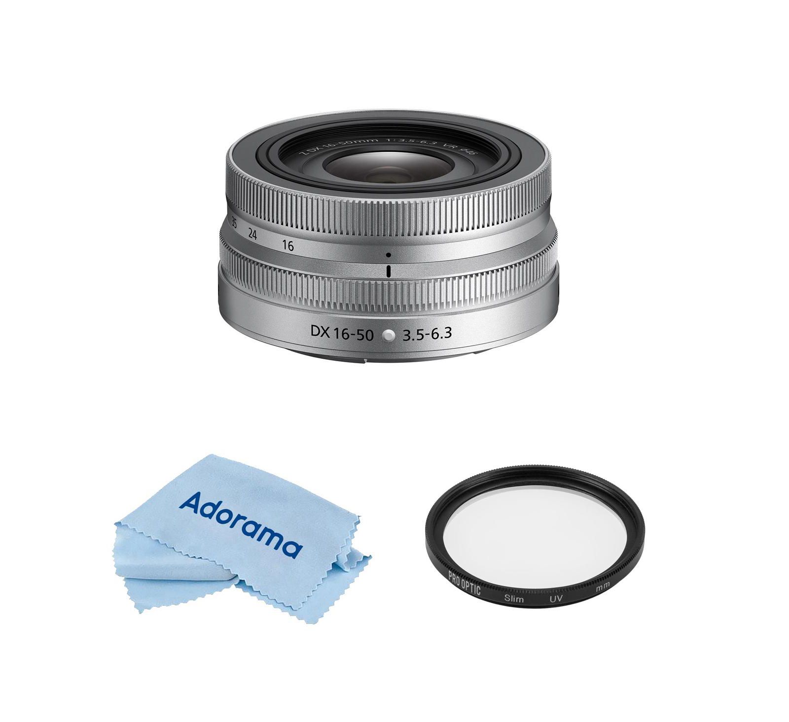 Nikon Nikkor Z Dx 16-50mm f/3.5-6.3 VR Compact Lens with 46mm Filter and Cleaning Cloth