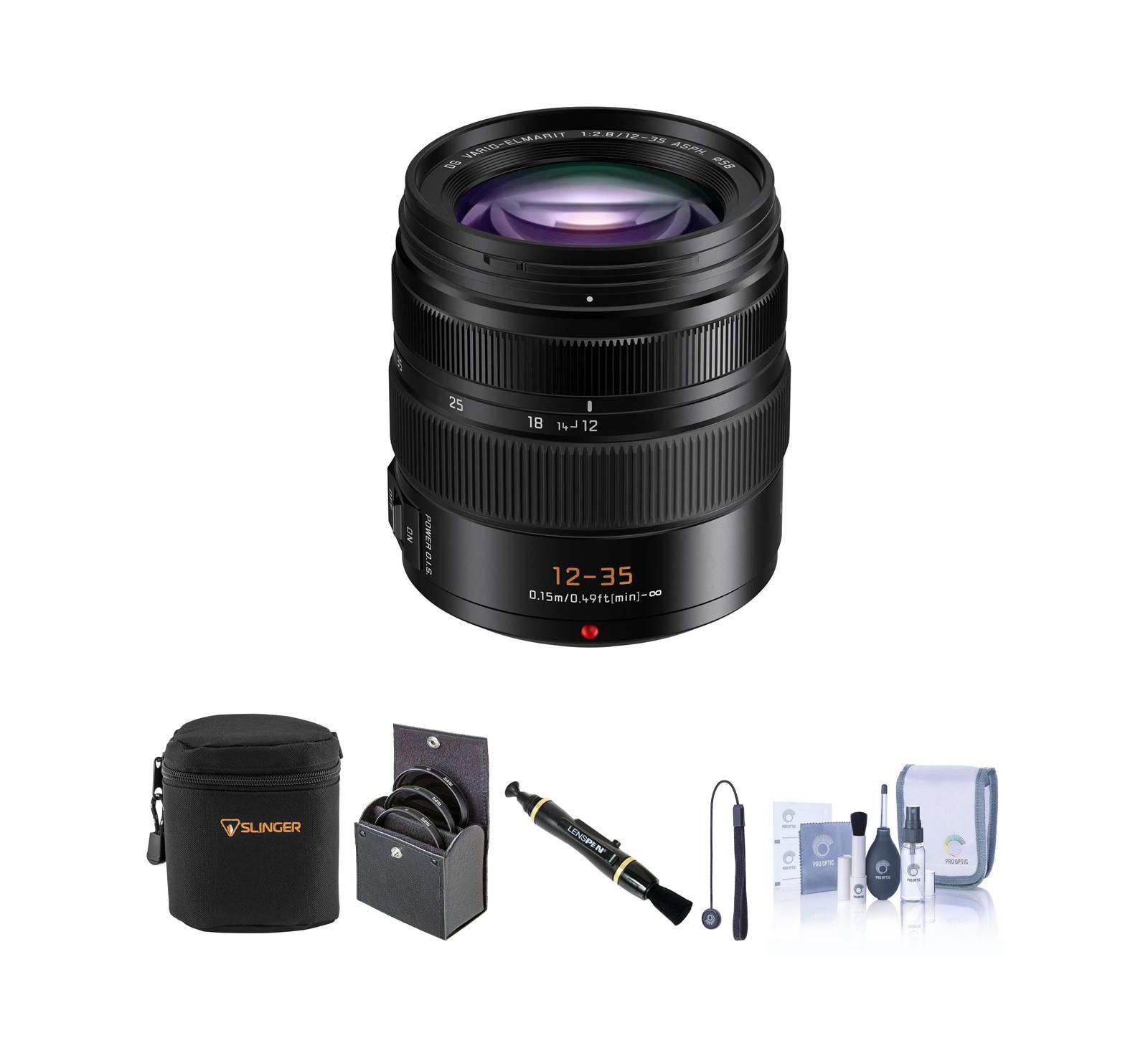 Panasonic LUMIX G X Leica DG Vario-Elmarit 12-35mm f/2.8 Aspherical объектив для Micro Four Thirds, комплект с набором фильтров 58mm, чехлом для объектива и средством для чистки