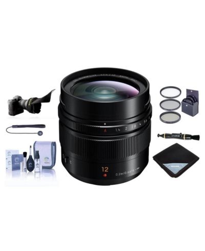 Объектив Panasonic LUMIX G Leica DG Summilux, 12mm, F1.4 ASPH, широкоугольный, профессиональный беззеркальный Micro Four Thirds, H-X012 (USA Black) комплект