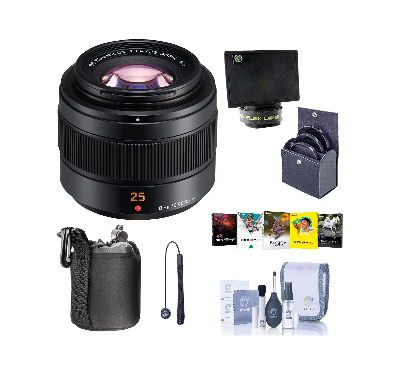 Panasonic Lumix G Leica DG Summilux II 25mm f/1.4 Aspherical Dust and Splash-Resistant Lens Bundle for Micro Four Thirds