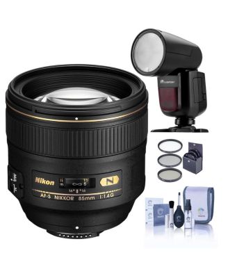 Nikon 85mm for 1.4G IF AF-S NIKKOR Lens, Bundle with Flashpoint Zoom Li-on X R2 Flash Speedlight for Nikon, ProOptic 77mm Filter Kit, Cleaning Kit