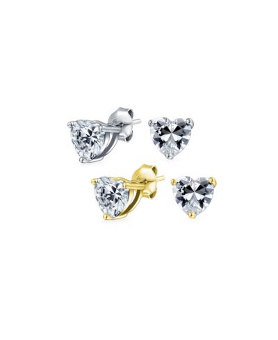 Bling Jewelry 1CT Purple Heart Shape Stud Earrings Rose Gold Plated Sterling Silver 2 Set