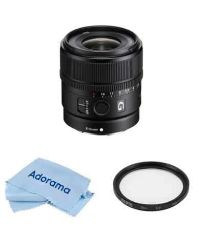 Sony E 15mm f/1.4 G Wide-Angle Lens with Filter and Cleaning Kit, 3-Piece Set