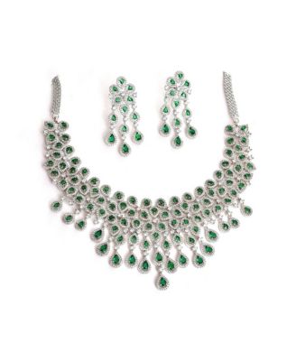 SOHI Stone Silver-Plated Designer Jewelry 2-Piece Set