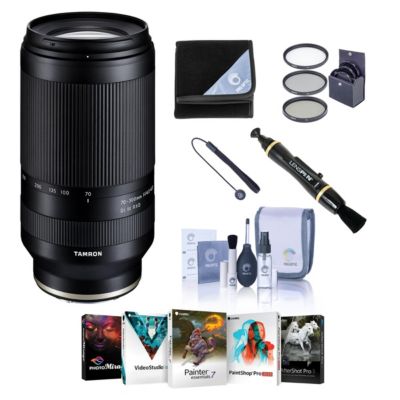 Tamron 70-300mm f/4.5-6.3 Di III RXD Lens for Sony E, Bundle with ProOptic 67mm Filter Kit, Lens Wrap, Lens Cap Tether, Cleaning Kit, PC Software Kit