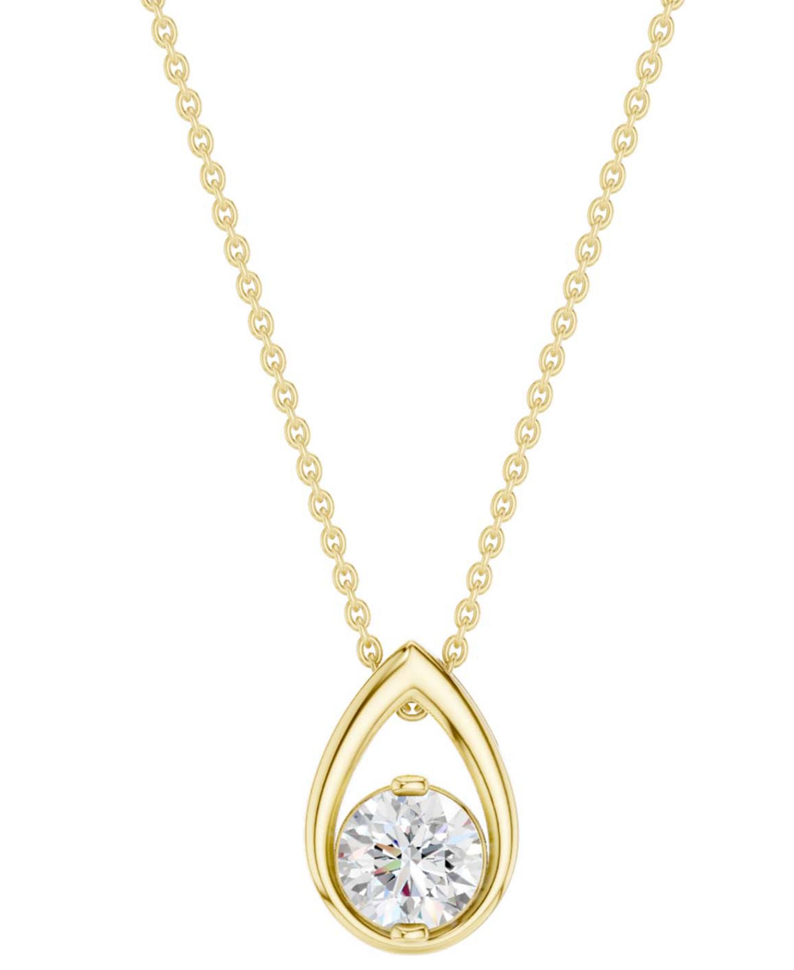 Diamond Tear-Shape Pendant Necklace (1/6 ct. t.w.) in 14k Yellow Gold, 16" + 2" extender
