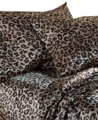 Beatrice Home Fashions Luxurious Leopard Satin 4-Pc. Sheet Set, King