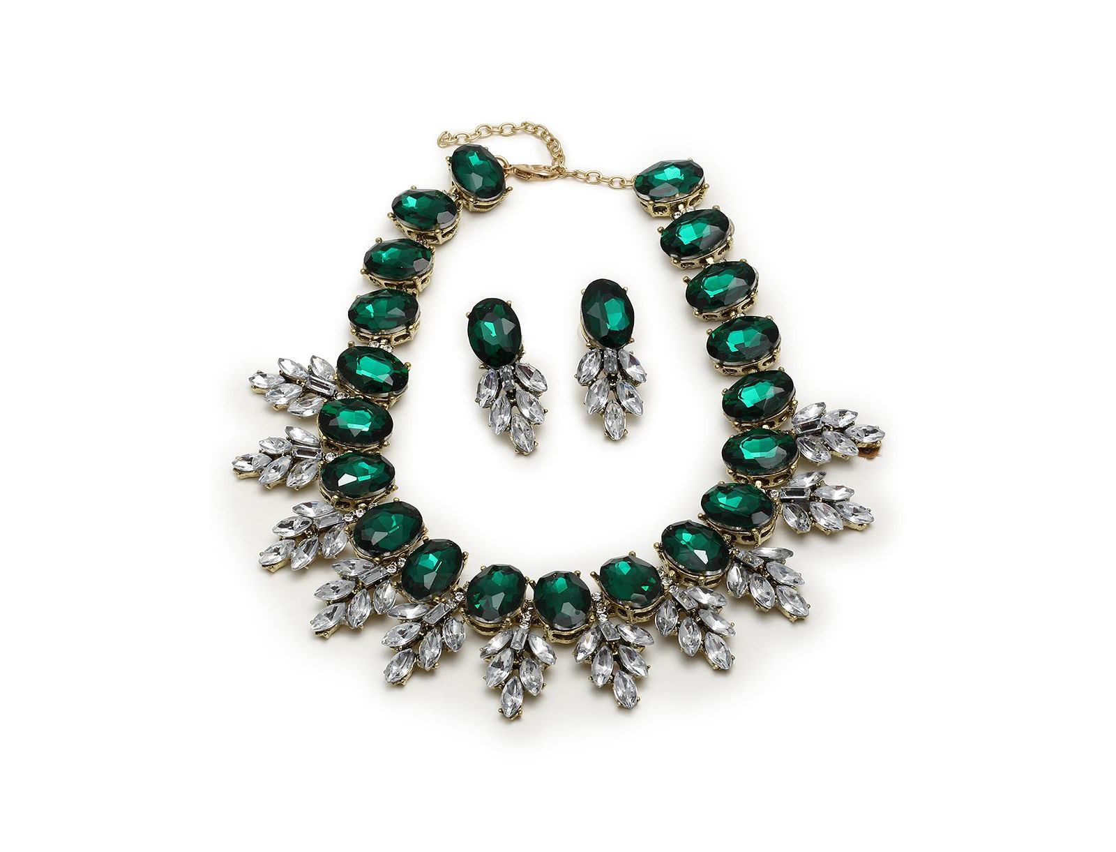 SOHI Stone Green Jewellery 2-Piece Set