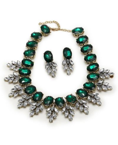 SOHI Stone Green Jewellery 2-Piece Set