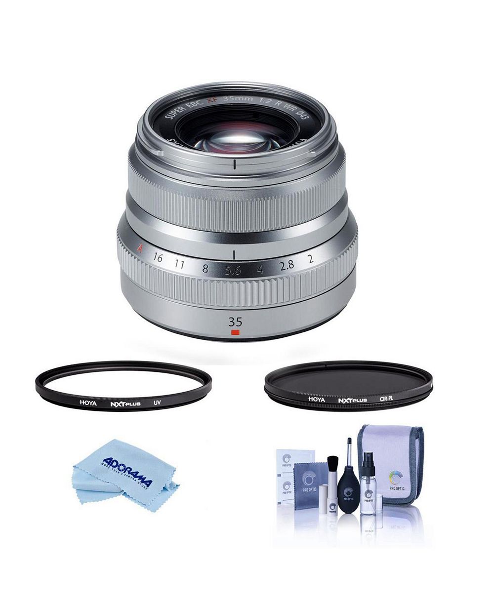 Fujifilm XF 35mm f/2 R WR Lens, Bundle with Hoya NXT Plus 43mm CPL Filter, 43mm UV Lens Filter, Cleaning Kit, Microfiber Cloth