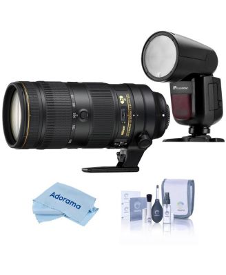 Nikon 70-200mm f/2.8E FL ED AF-S NIKKOR VR Lens w/Zoom Li-on X R2 Flash Kit