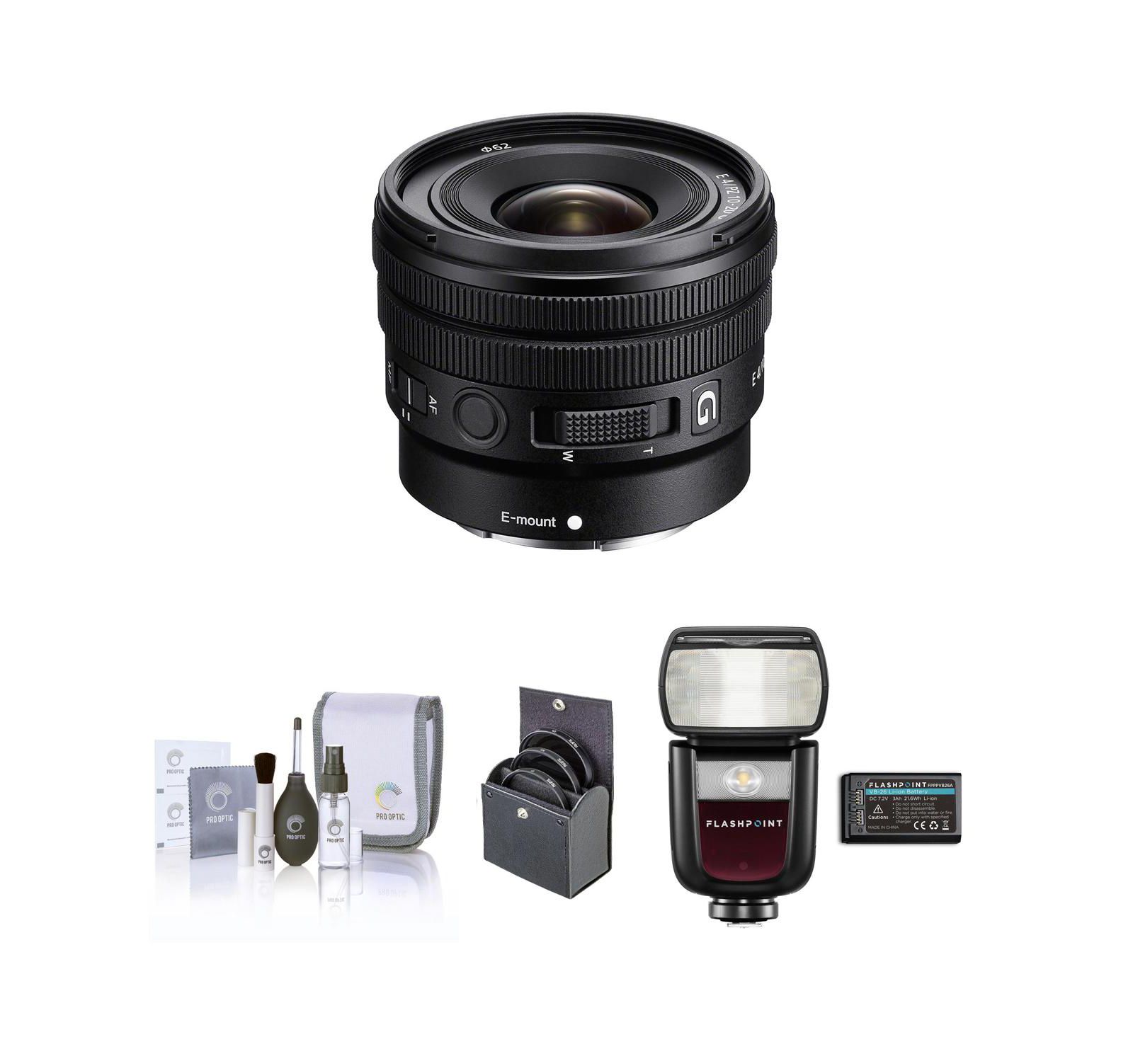 Sony E 10-20mm f/4 PZ G Lens with Zoom Li-on III R2 TTL Flash Kit
