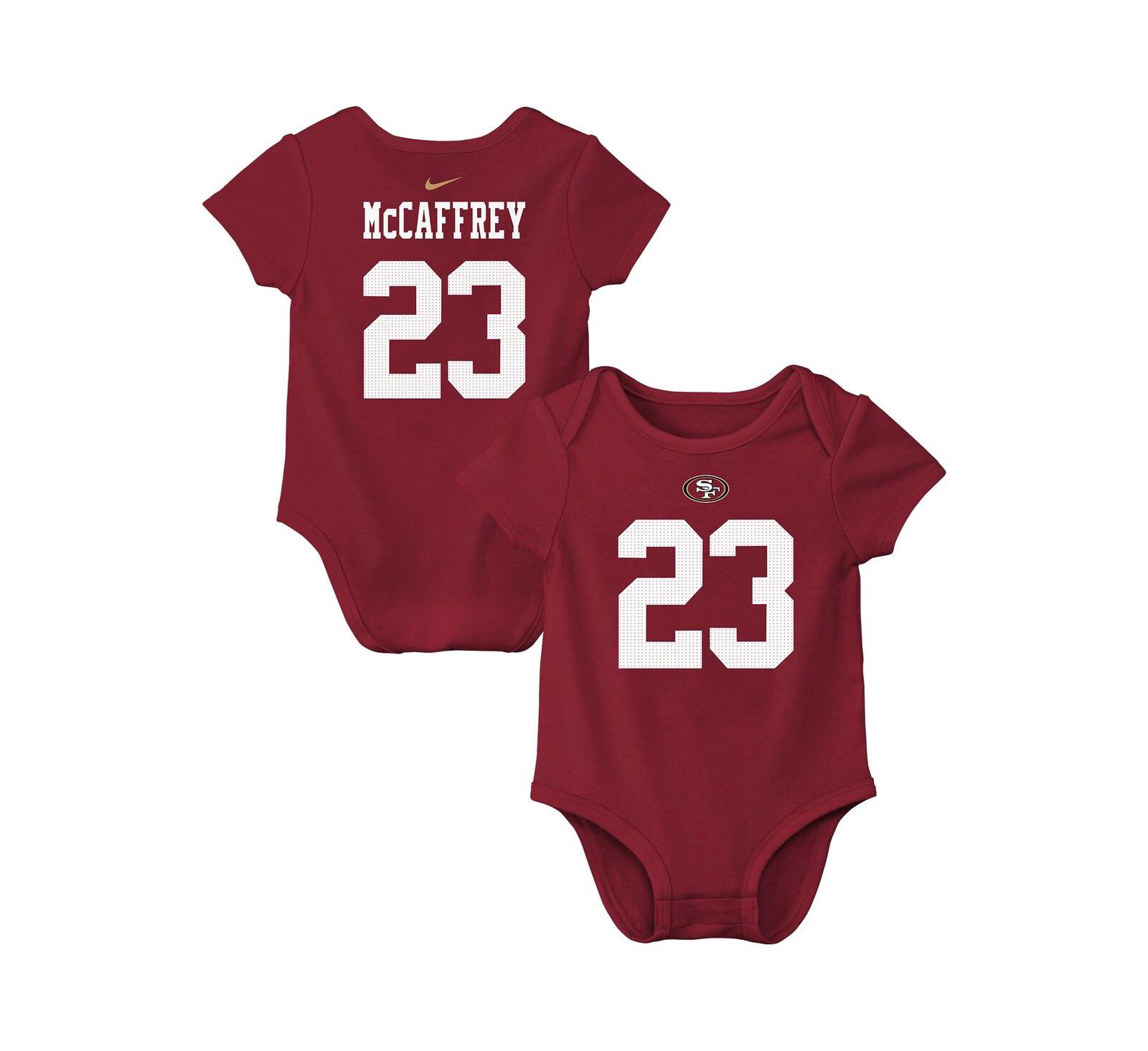 Nike Детский боди Nike Christian McCaffrey Scarlet San Francisco 49ers Player Name & Number для мальчиков и девочек