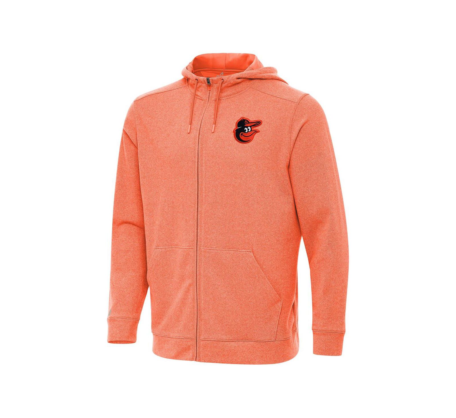 Antigua Men's Heather Orange Baltimore Orioles Effortless Full-Zip Hooded Jacket