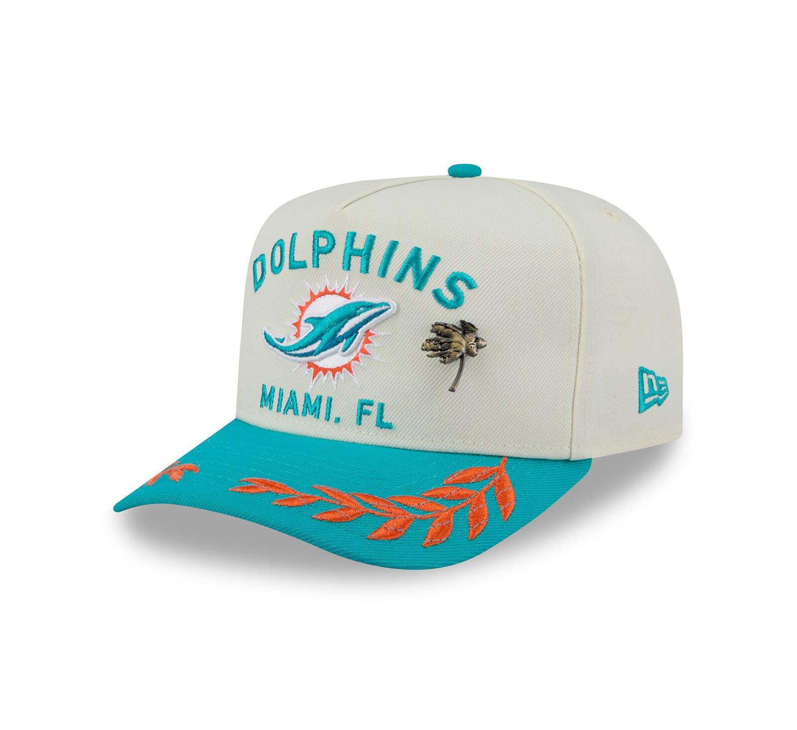 New Era Мужская кепка Miami Dolphins 2025 NFL Draft A-Frame 59FIFTY Fitted Cream/Aqua